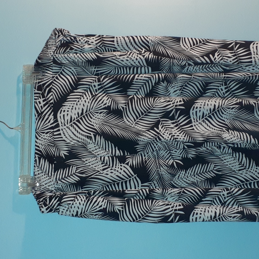 Signature Collection Black White Palm Leaf Print Plus Pallazo Pants Size 16